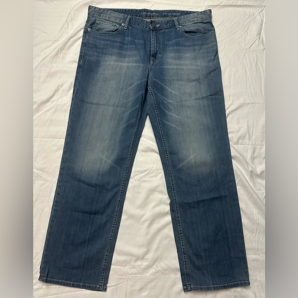 Calvin Klein Mens Jeans Straight Fit Light Wash Denim Pants Size W38 L30